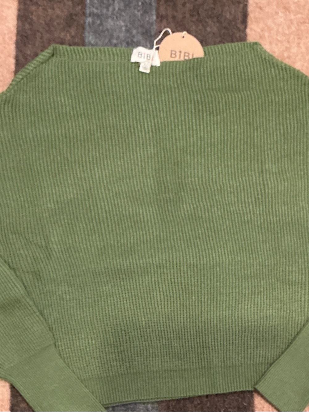 BiBi Olive Ribbed Crew Neck Sweater